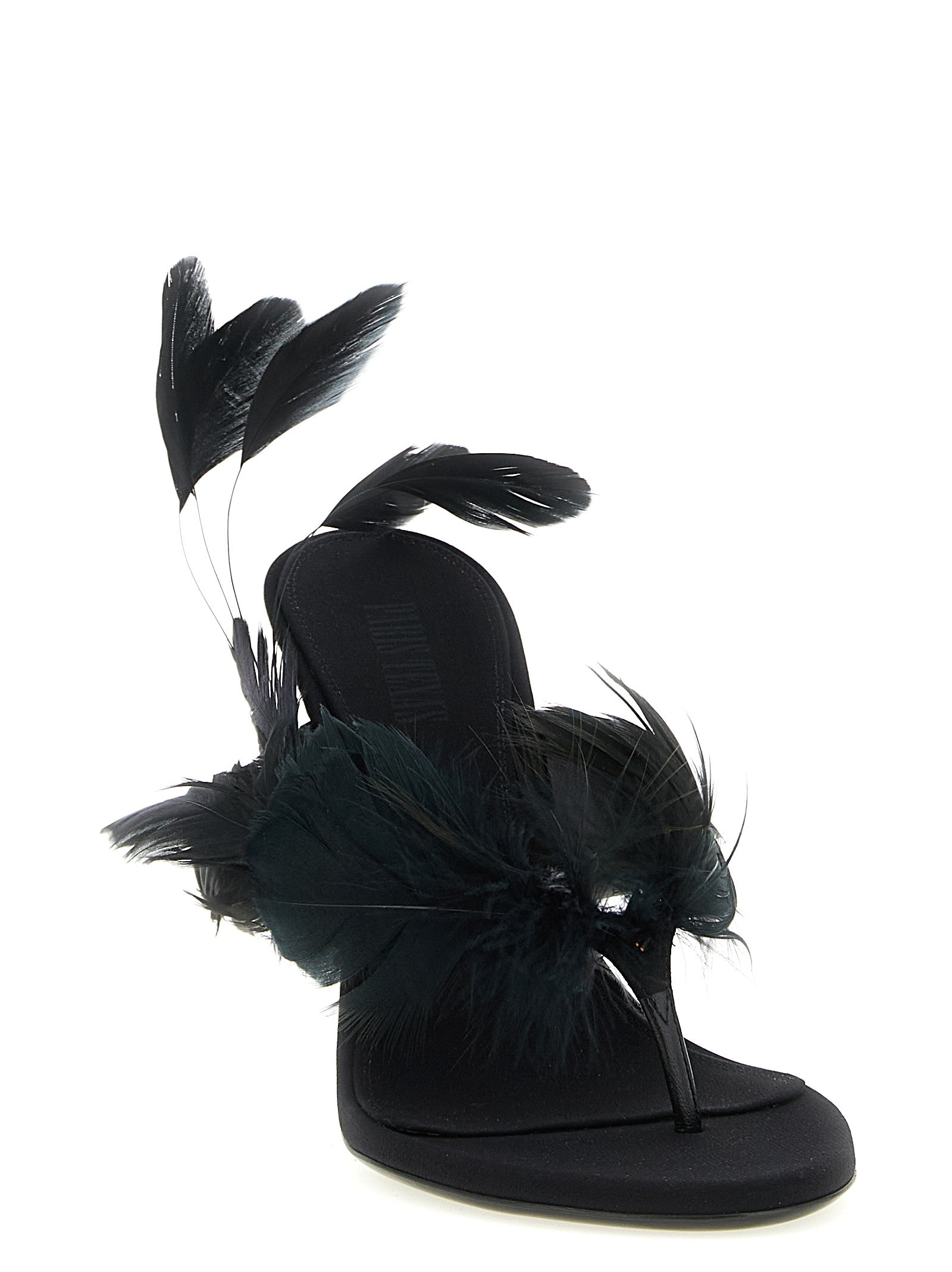 Paris Texas Black Silk Stiletto Heel Sandals