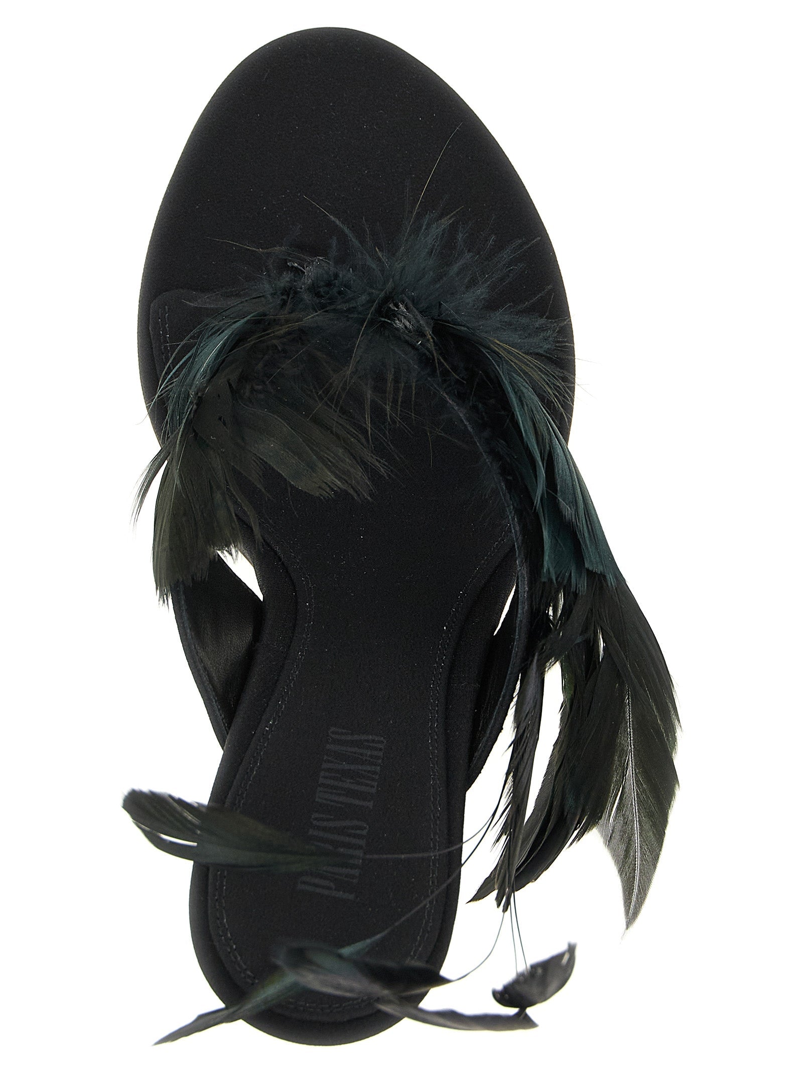 Paris Texas Black Silk Stiletto Heel Sandals