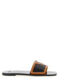 Valentino Garavani Brown Lamb Leather Slides