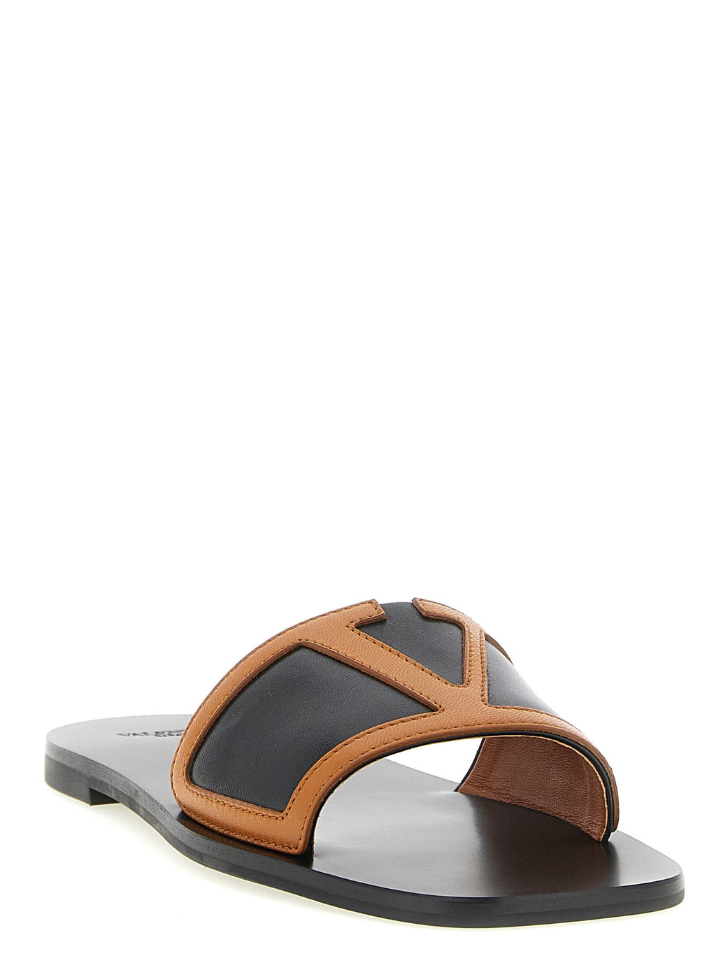 Valentino Garavani Brown Lamb Leather Slides