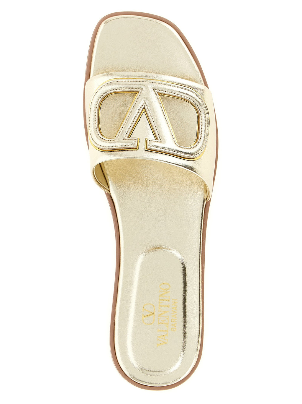 Valentino Garavani Gold Calfskin Slides