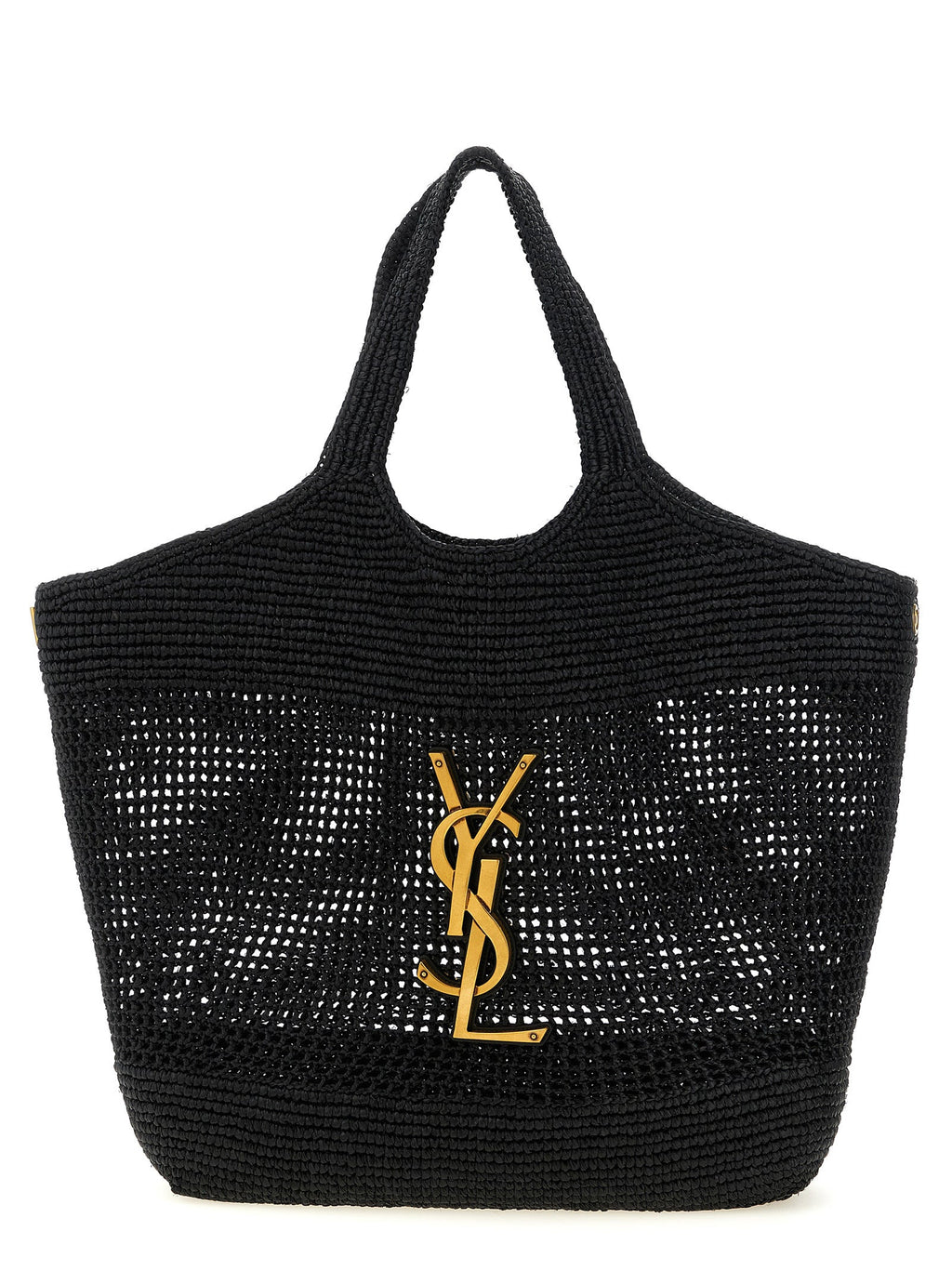 Saint Laurent Black Raffia Tote Bag