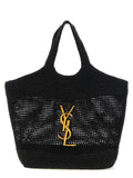 Saint Laurent Black Raffia Tote Bag