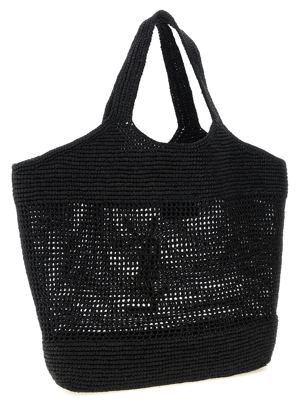 Saint Laurent Black Raffia Tote Bag