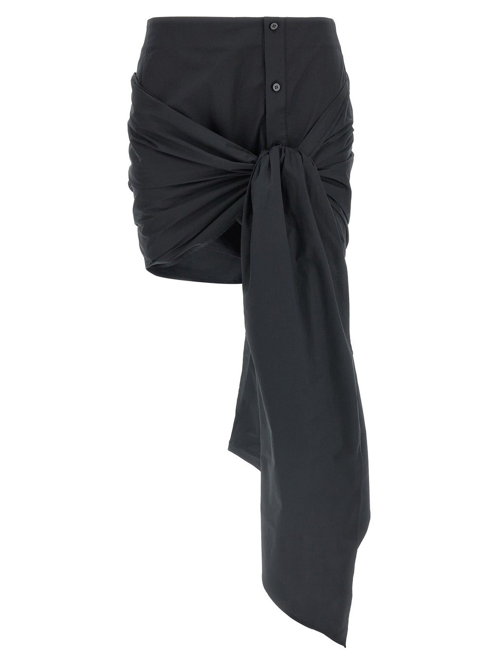The Attico Black Cotton Long Skirt
