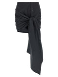 The Attico Black Cotton Long Skirt
