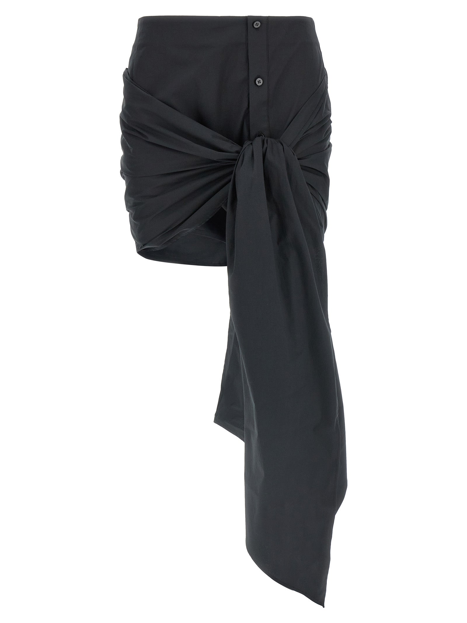 The Attico Black Cotton Long Skirt