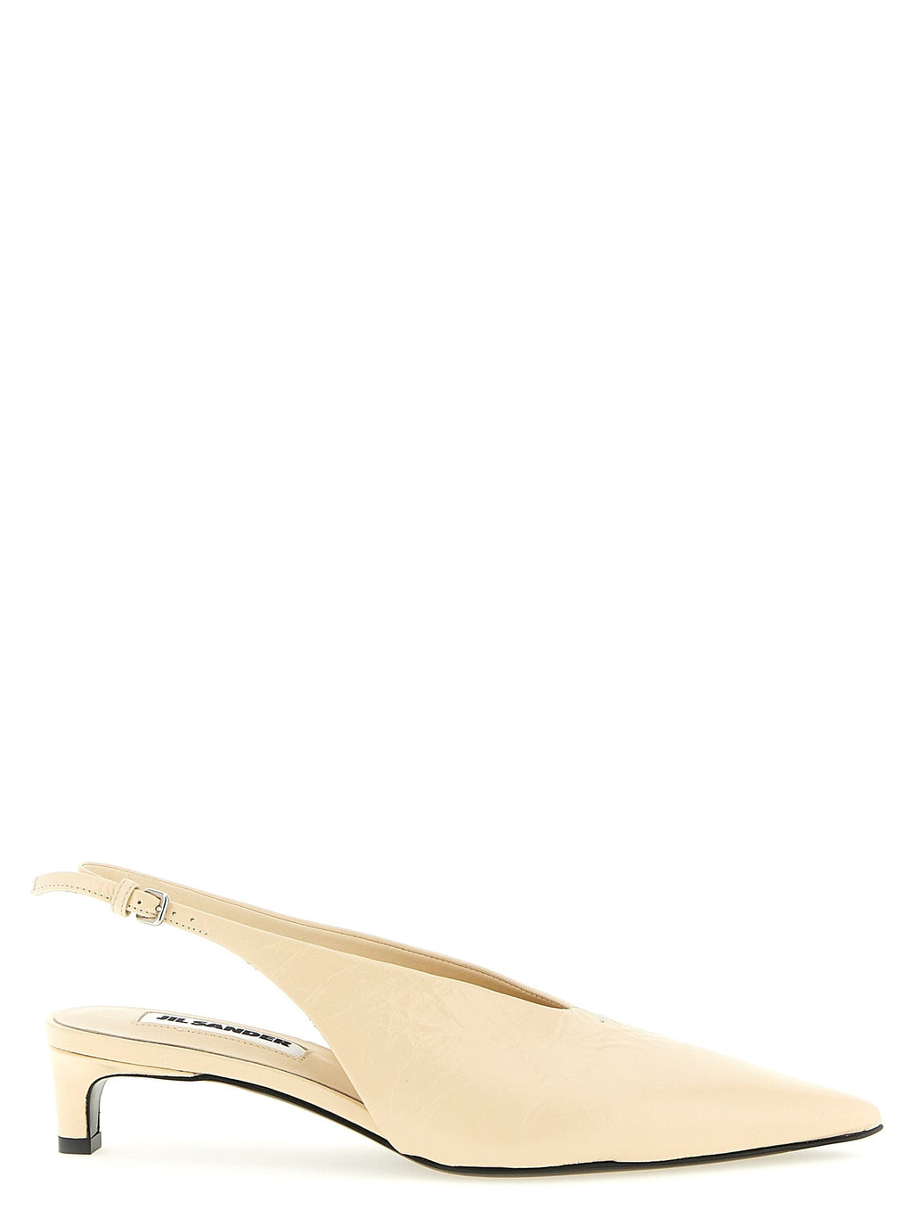 Jil Sander Beige Calfskin Mid Heel Pumps