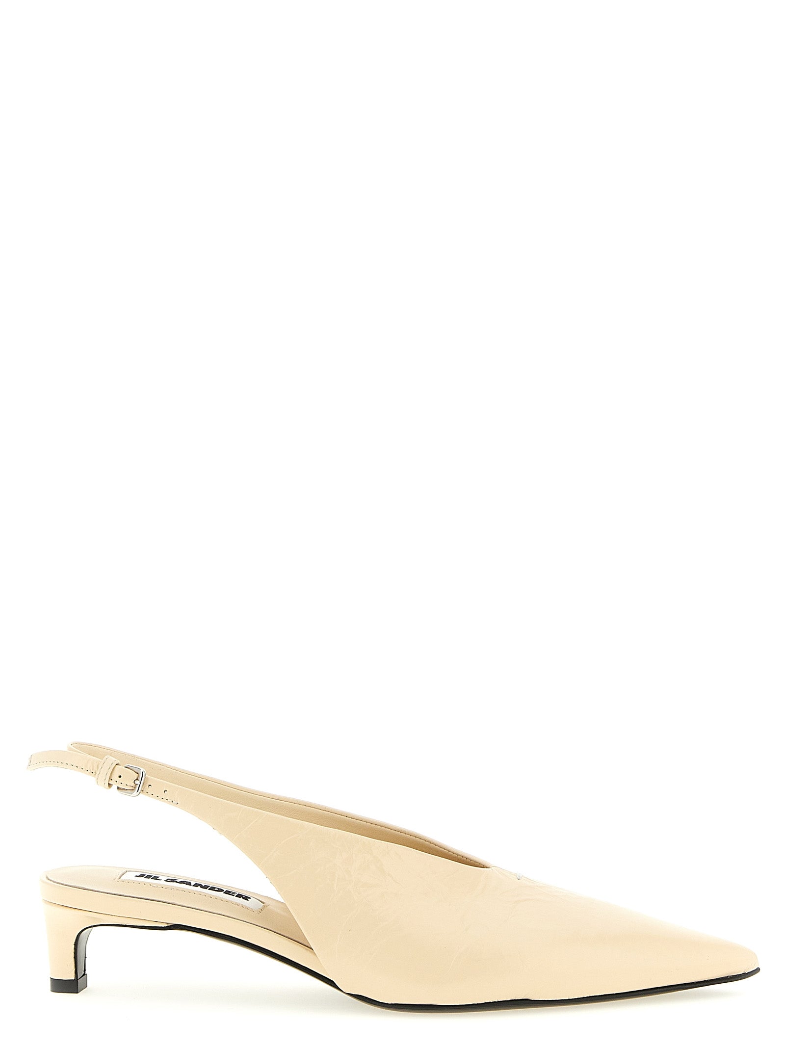 Jil Sander Beige Calfskin Mid Heel Pumps