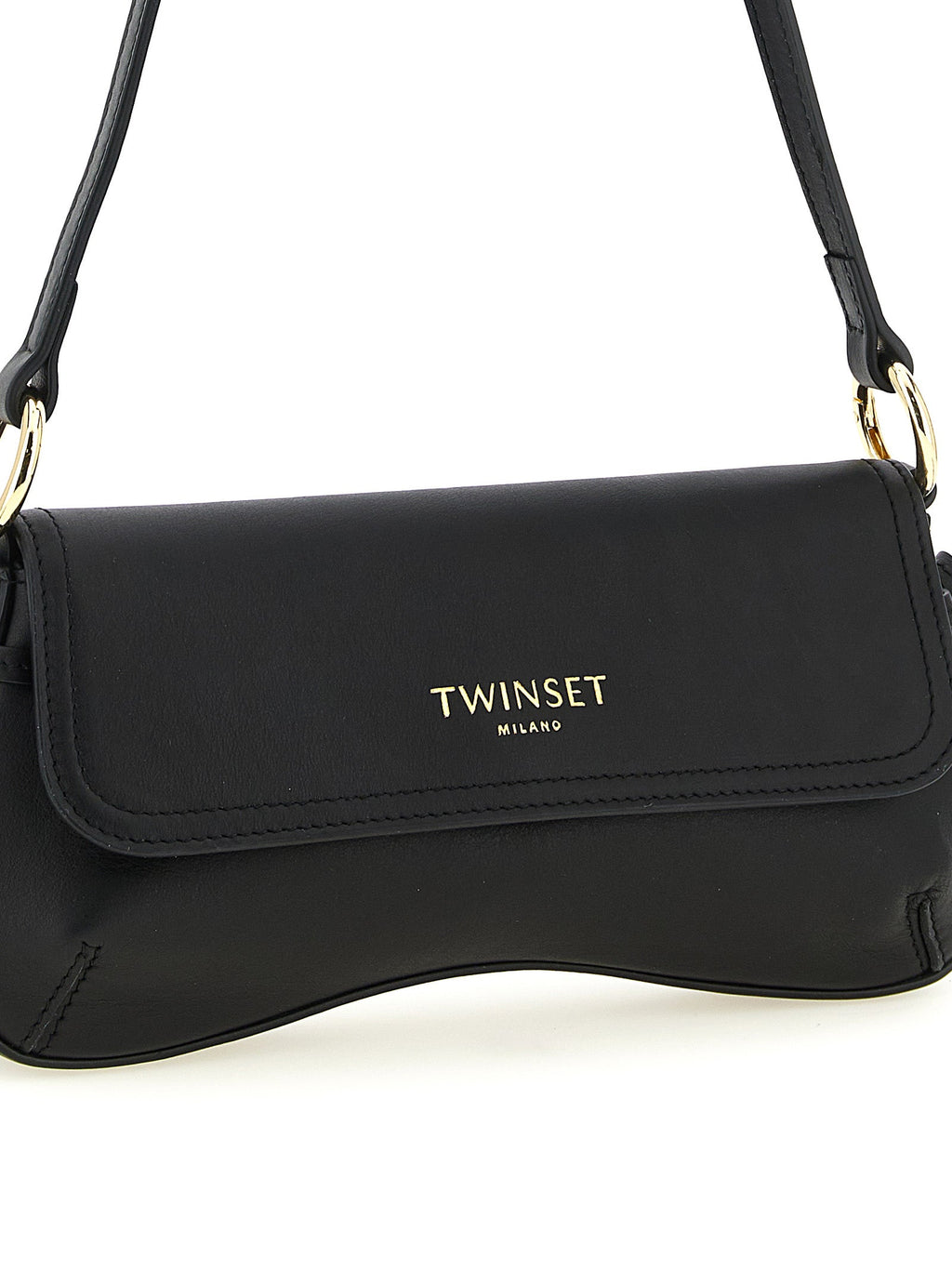 Twinset Black Leather Shoulder Bag