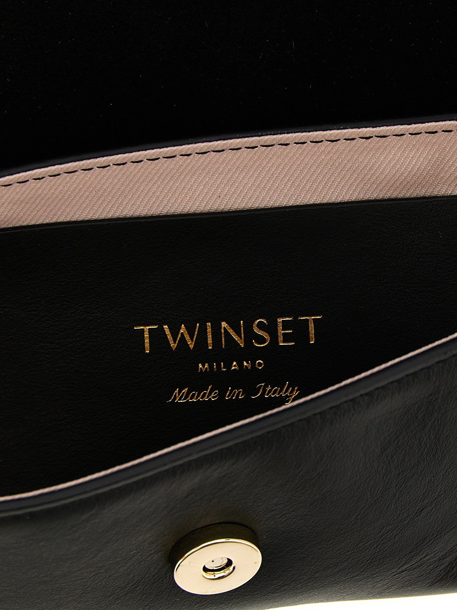 Twinset Black Leather Shoulder Bag