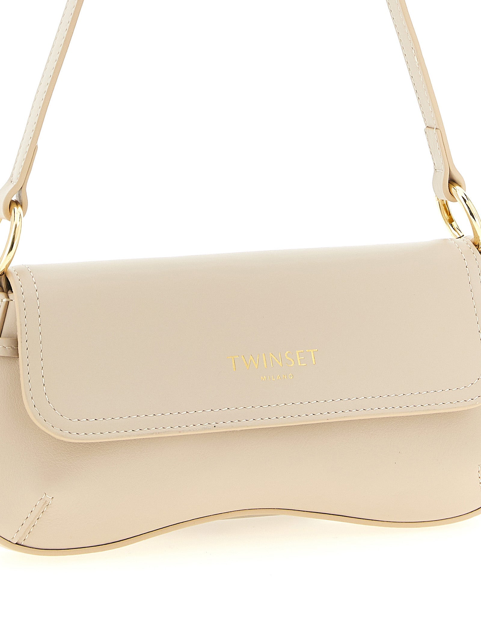 Twinset White Leather Shoulder Bag