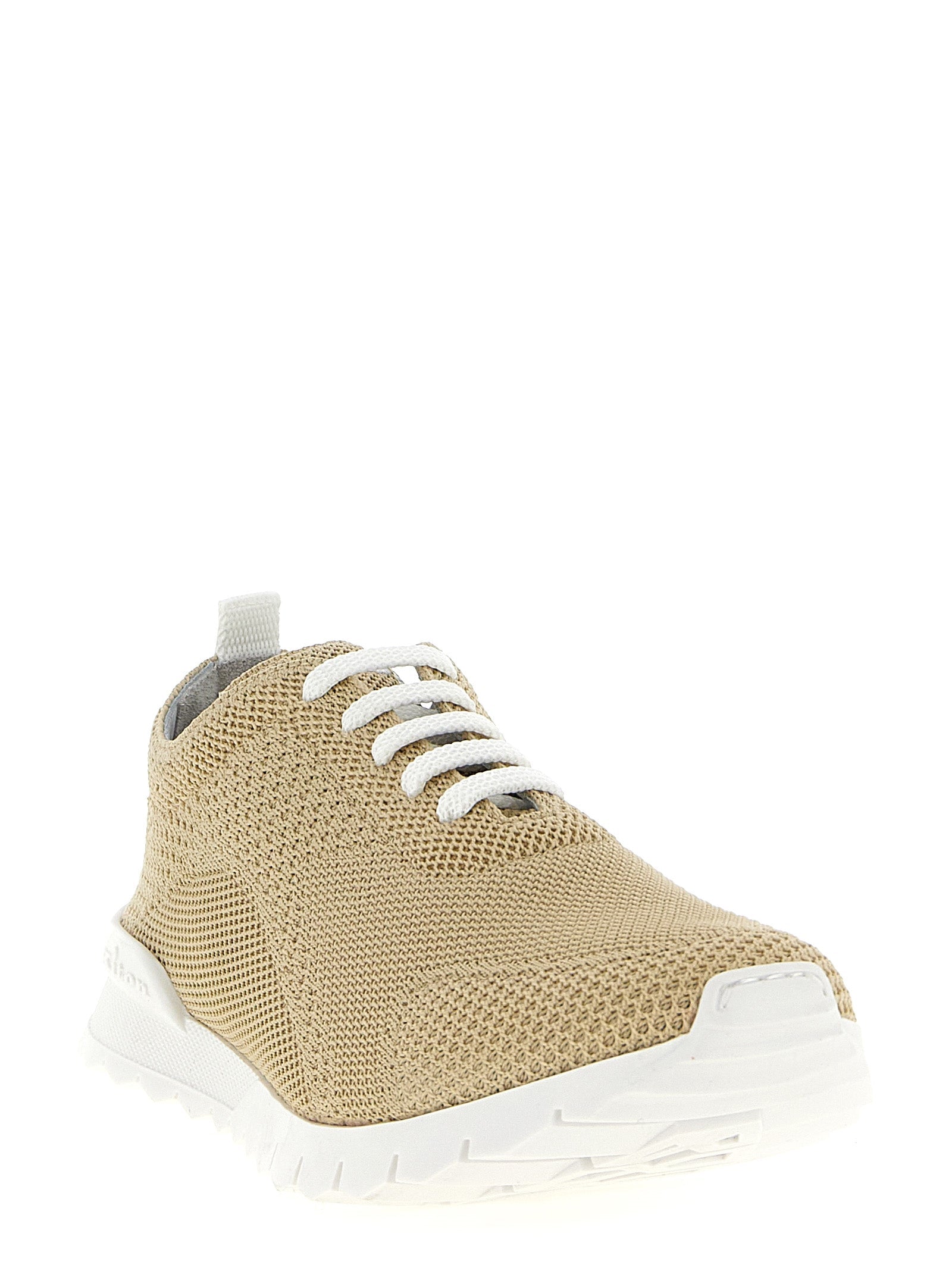 Kiton Beige Cotton Athletic Sneakers