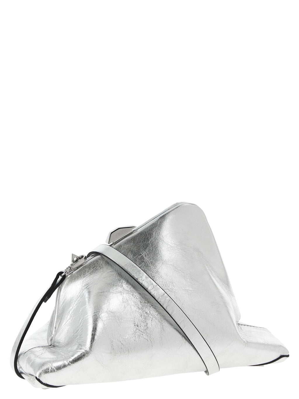 The Attico Silver Calfskin Clutch Bag