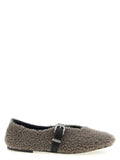 KATE CATE Gray Calfskin Ballet Flats