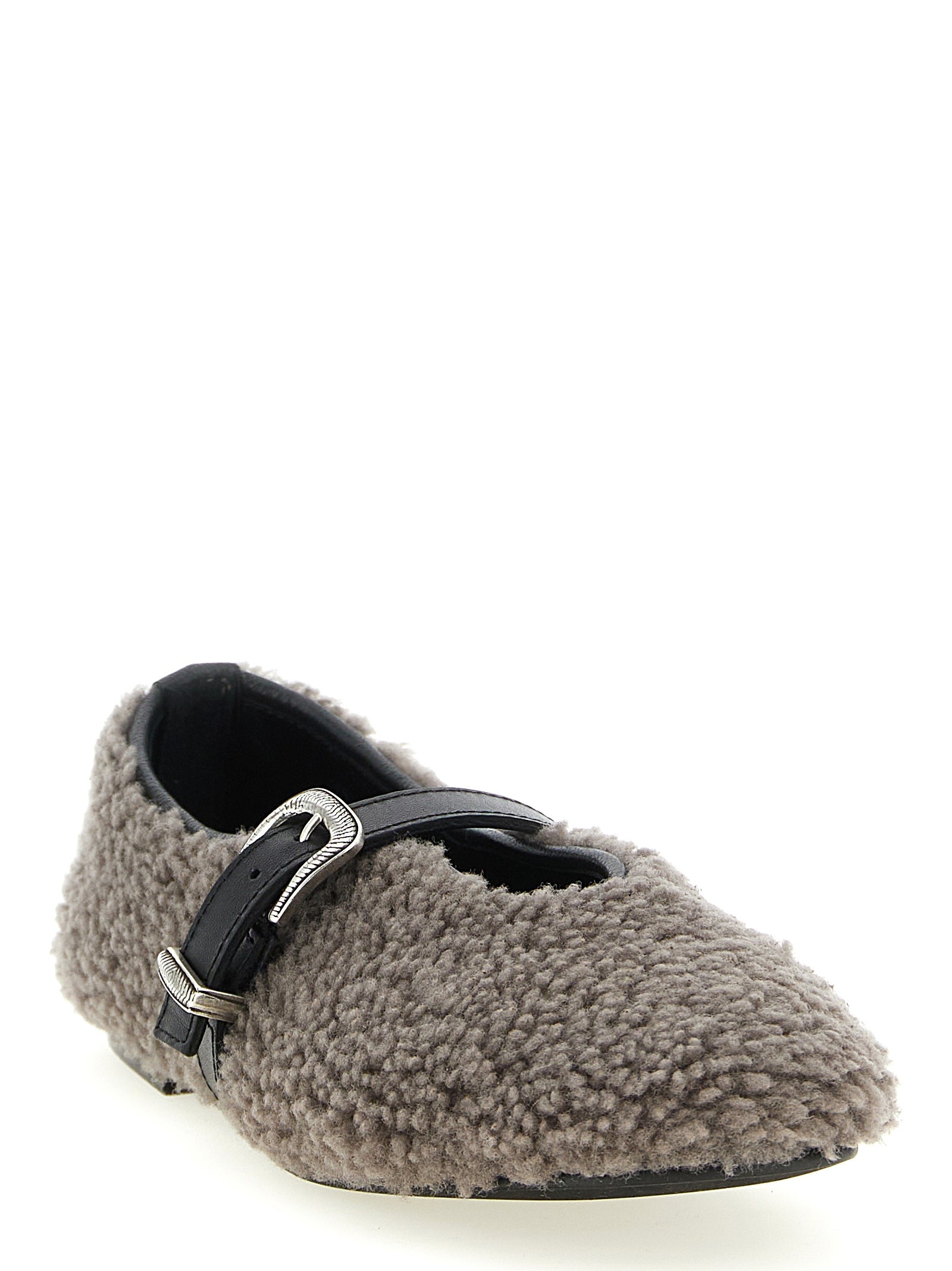 KATE CATE Gray Calfskin Ballet Flats