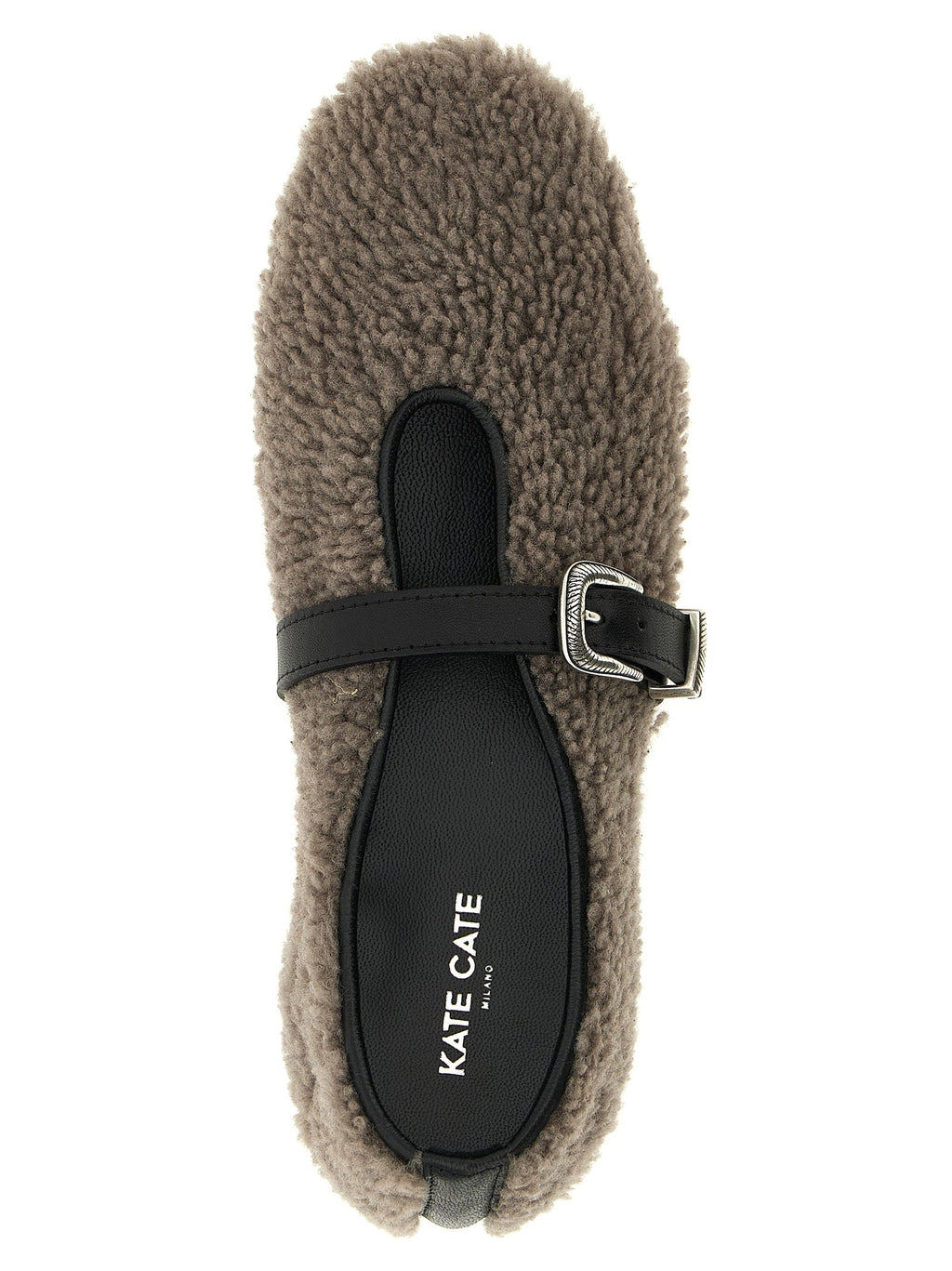 KATE CATE Gray Calfskin Ballet Flats