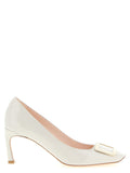 Roger Vivier Gray Calfskin Mid Heel Pumps