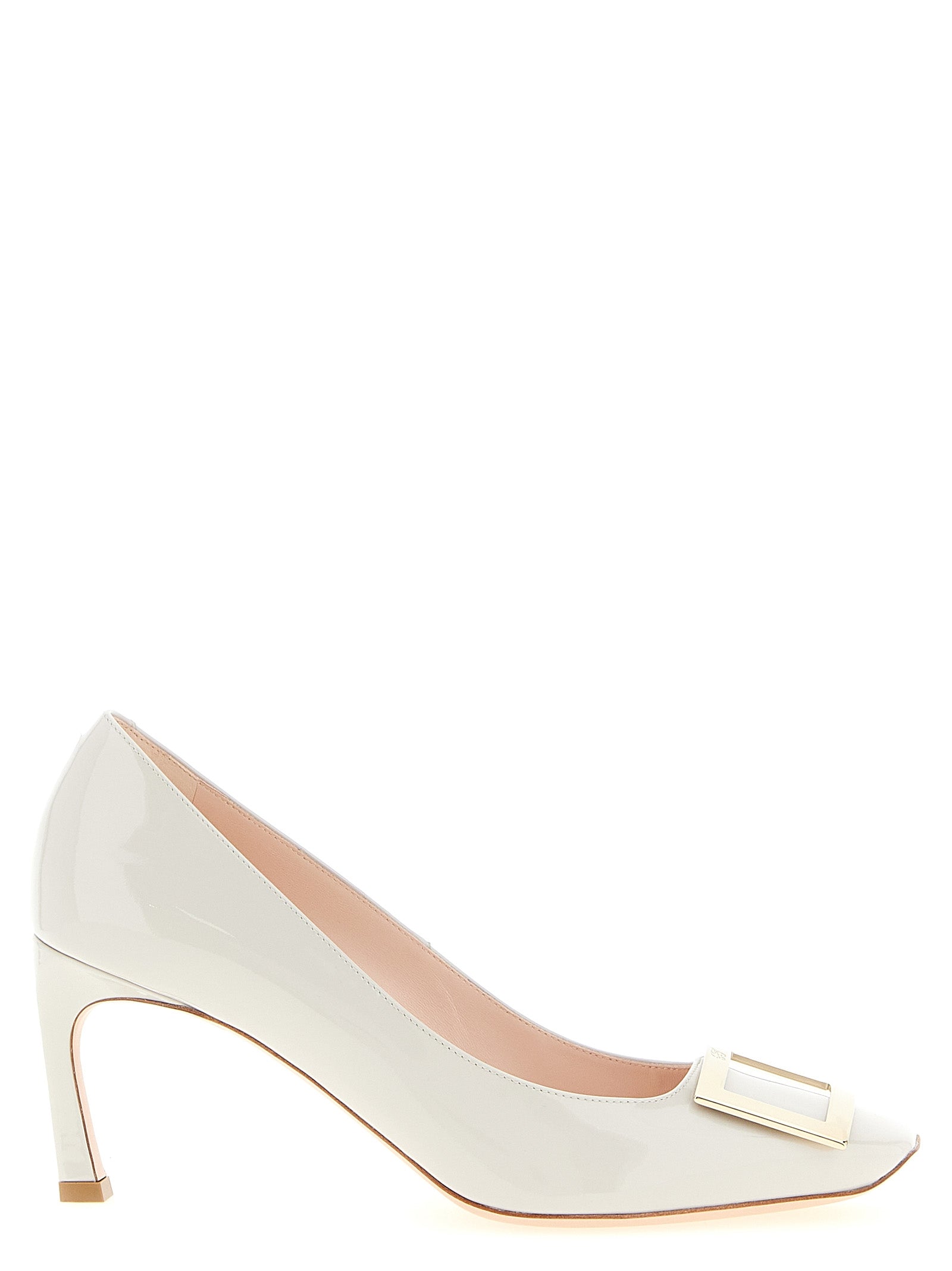 Roger Vivier Gray Calfskin Mid Heel Pumps