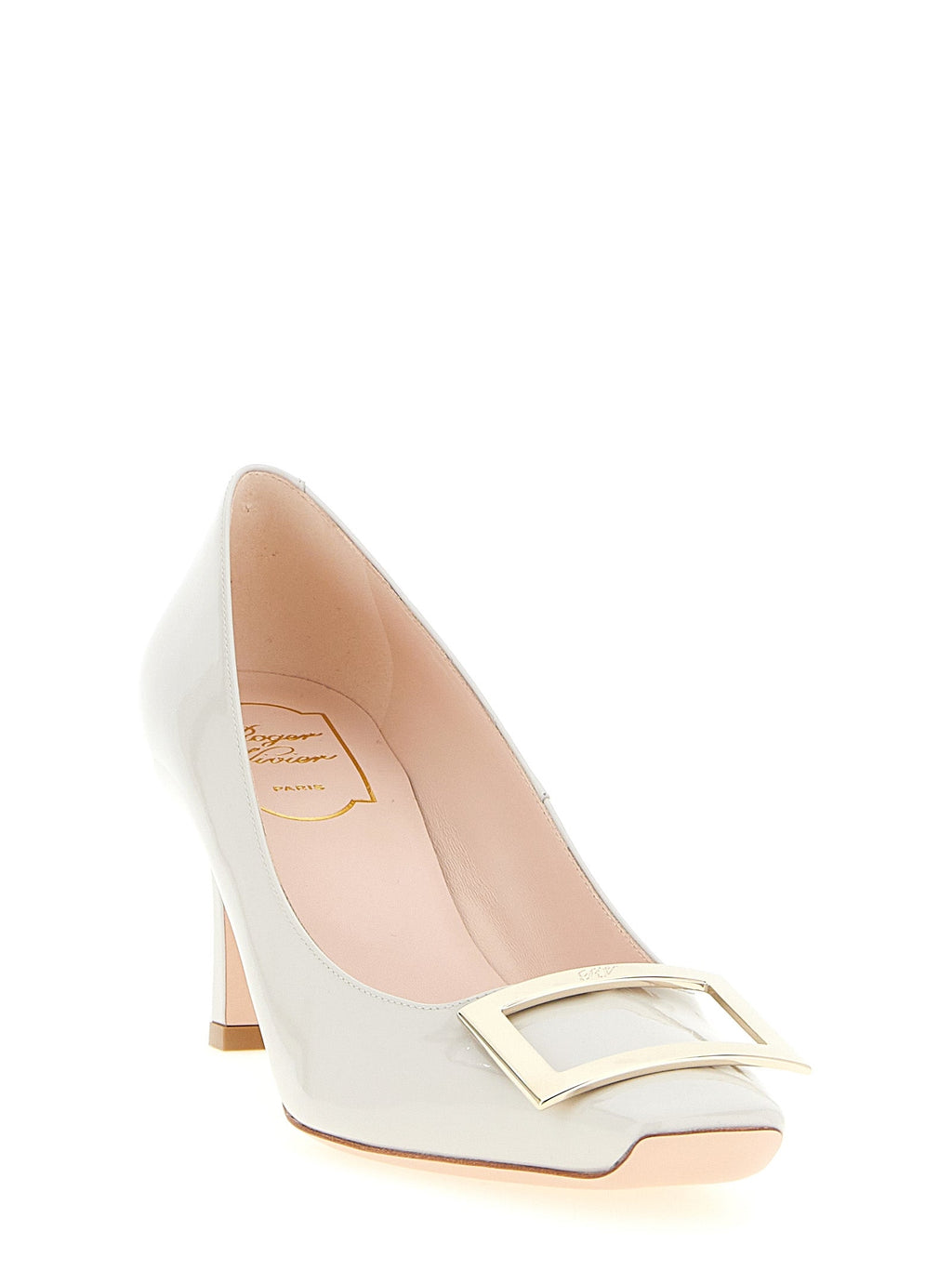 Roger Vivier Gray Calfskin Mid Heel Pumps