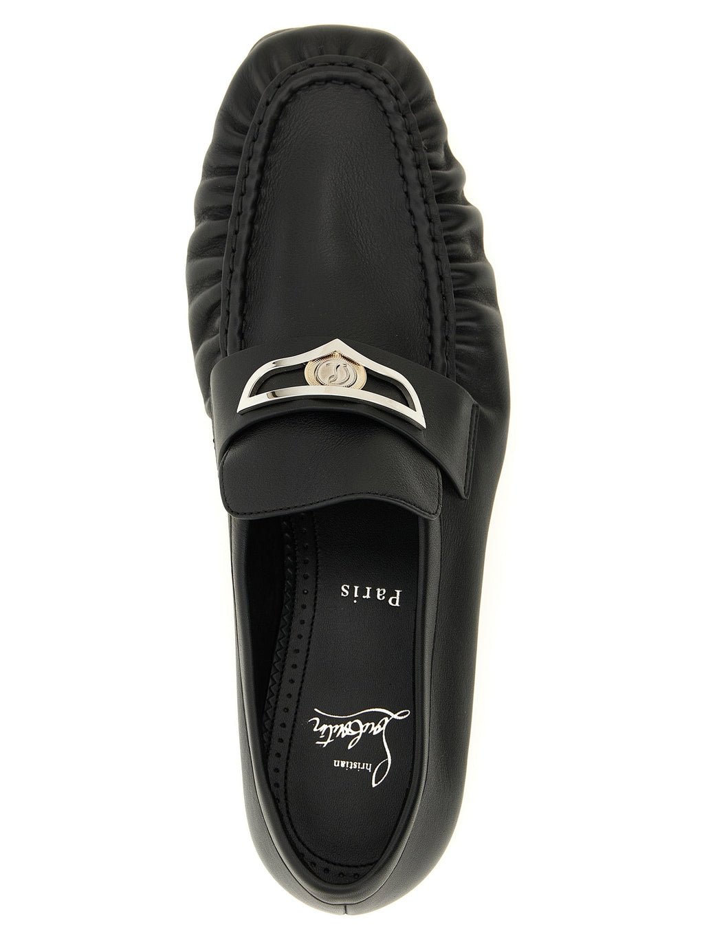 Christian Louboutin Black Calfskin Slip-On Loafers
