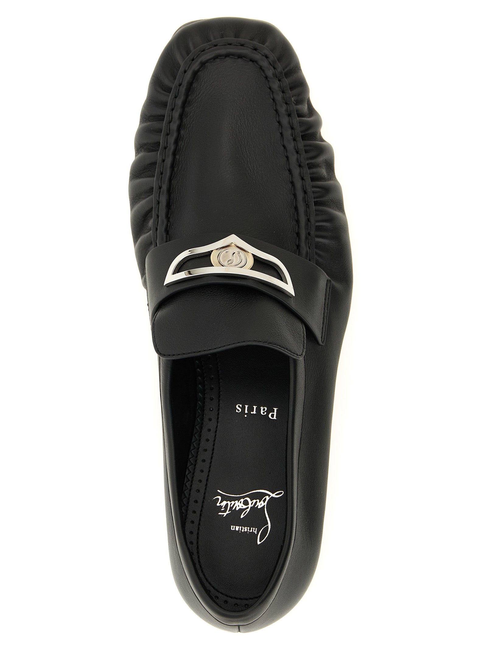 Christian Louboutin Black Calfskin Slip-On Loafers