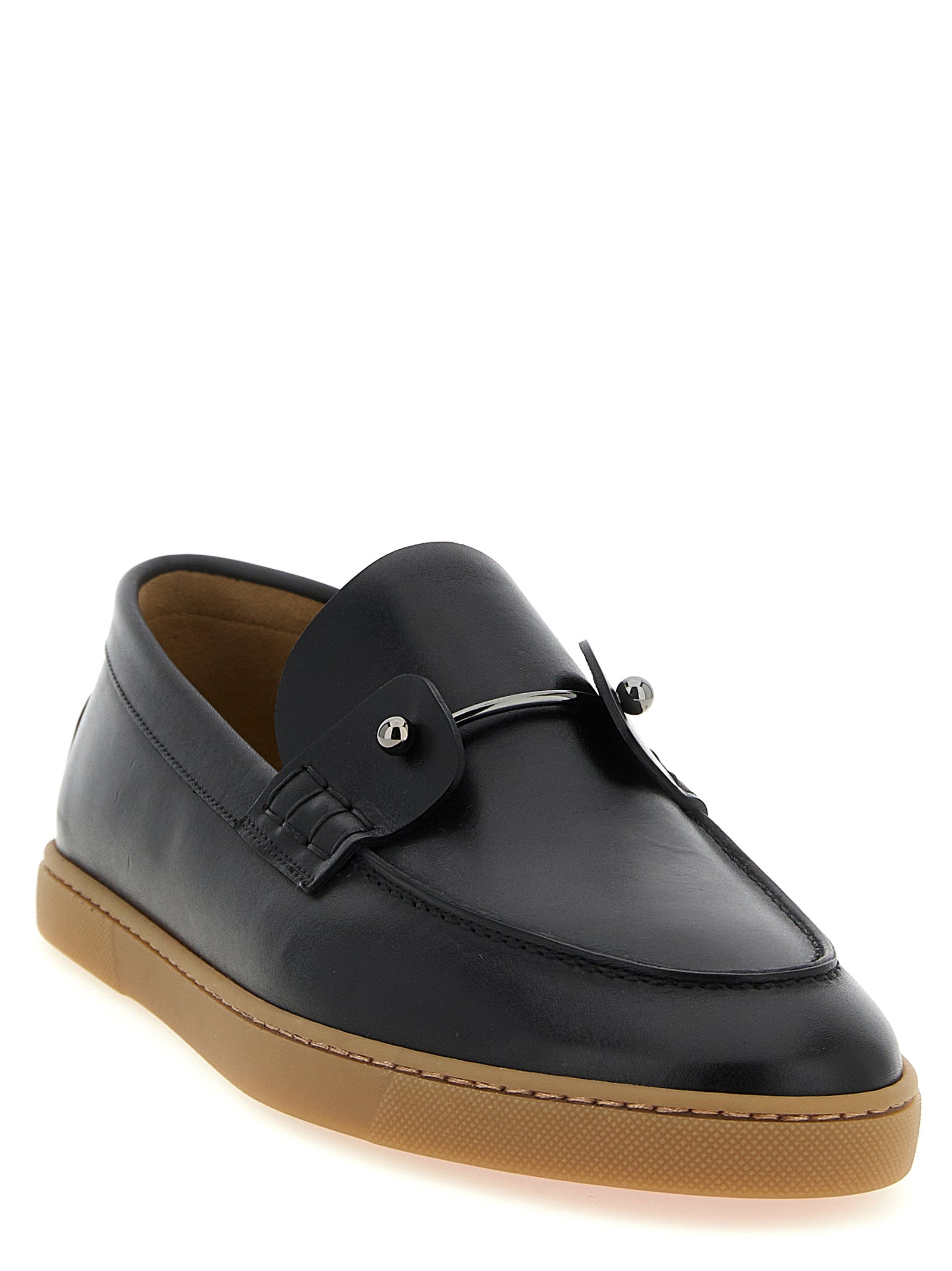 Christian Louboutin Black Calfskin Slip-On Loafers