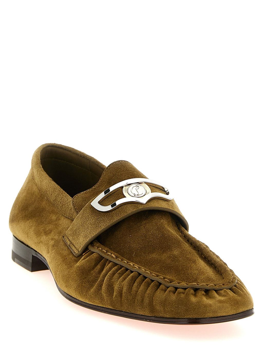 Christian Louboutin Brown Calfskin Slip-On Loafers