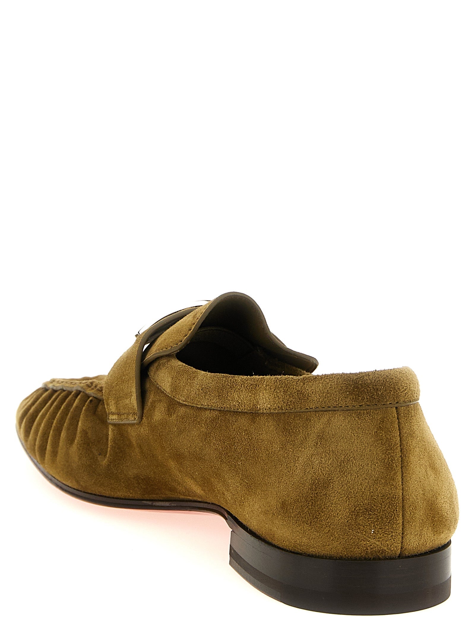 Christian Louboutin Brown Calfskin Slip-On Loafers