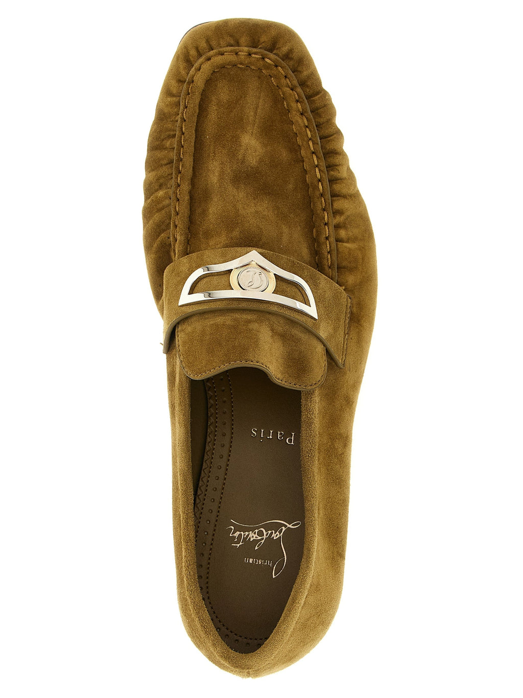 Christian Louboutin Brown Calfskin Slip-On Loafers