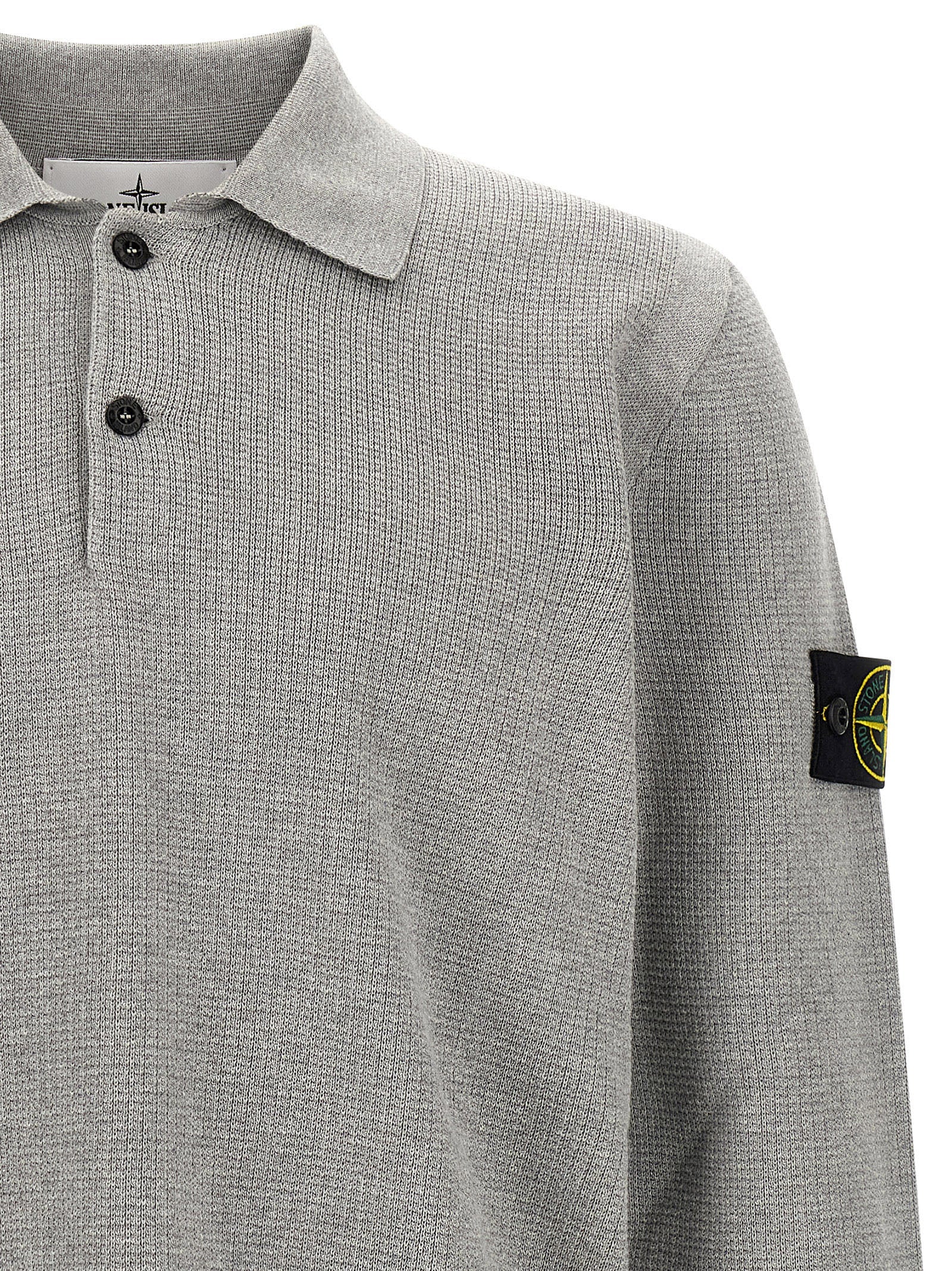 Stone Island Gray Cotton Polo Shirt