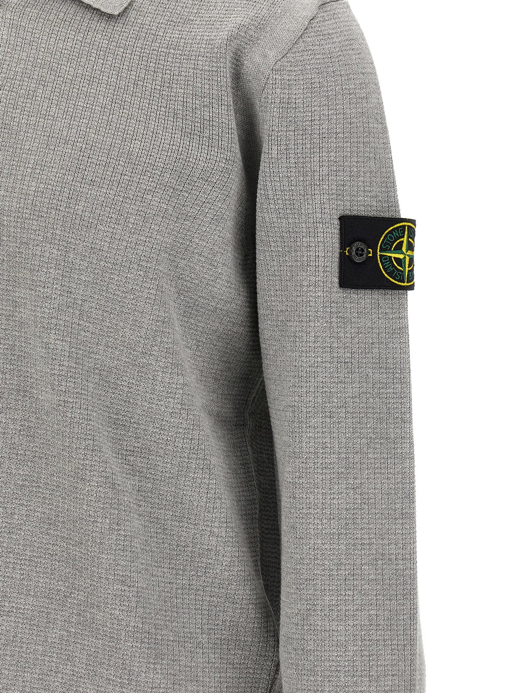 Stone Island Gray Cotton Polo Shirt