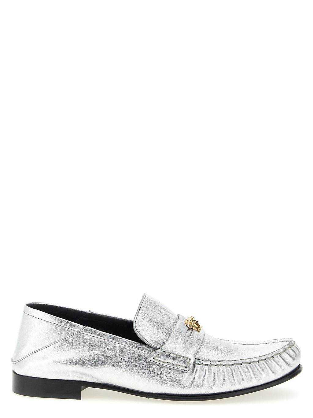 Versace Silver Lamb Leather Slip-On Loafers
