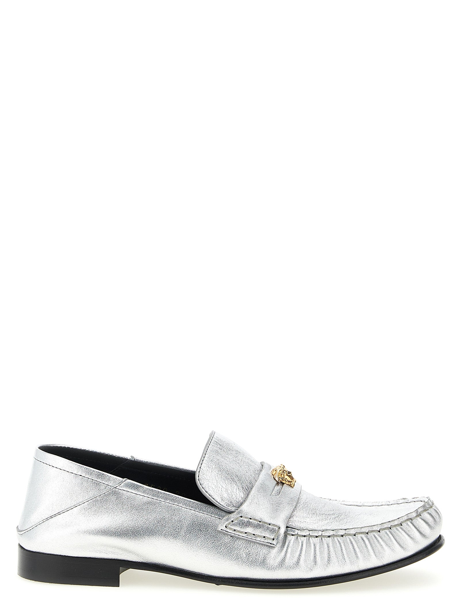 Versace Silver Lamb Leather Slip-On Loafers