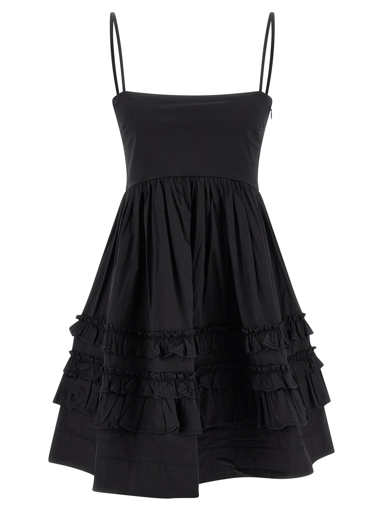 Ganni Black Cotton Short Dress