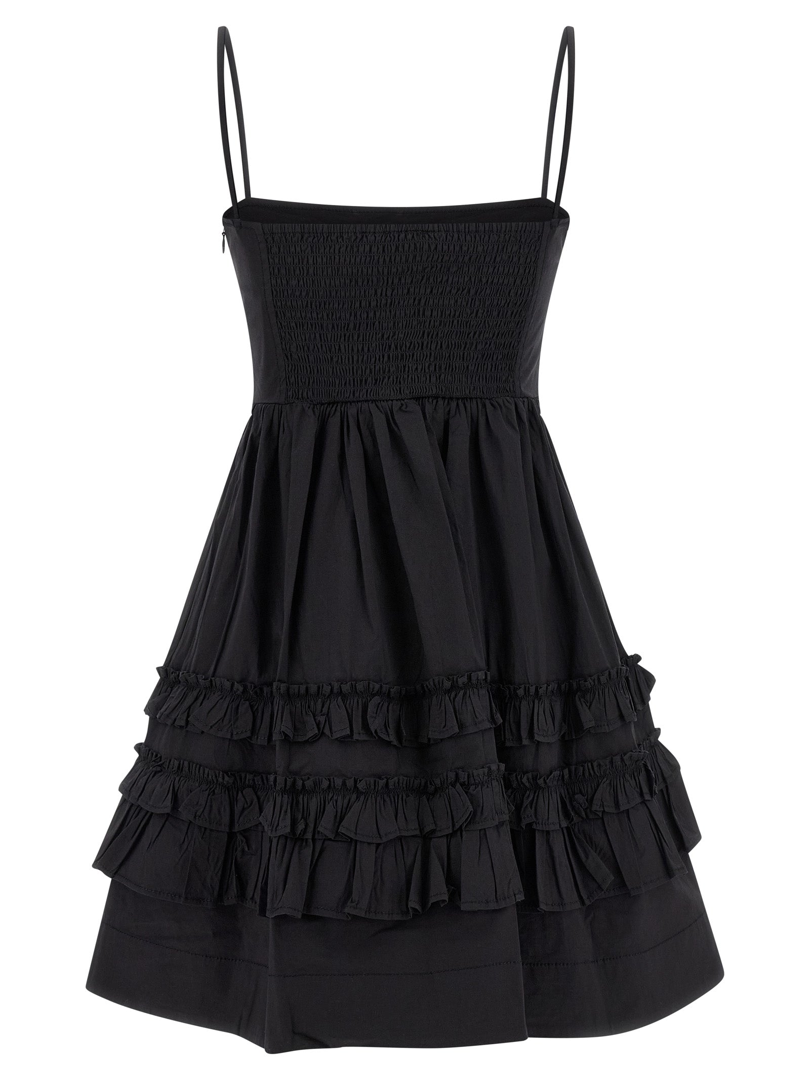 Ganni Black Cotton Short Dress