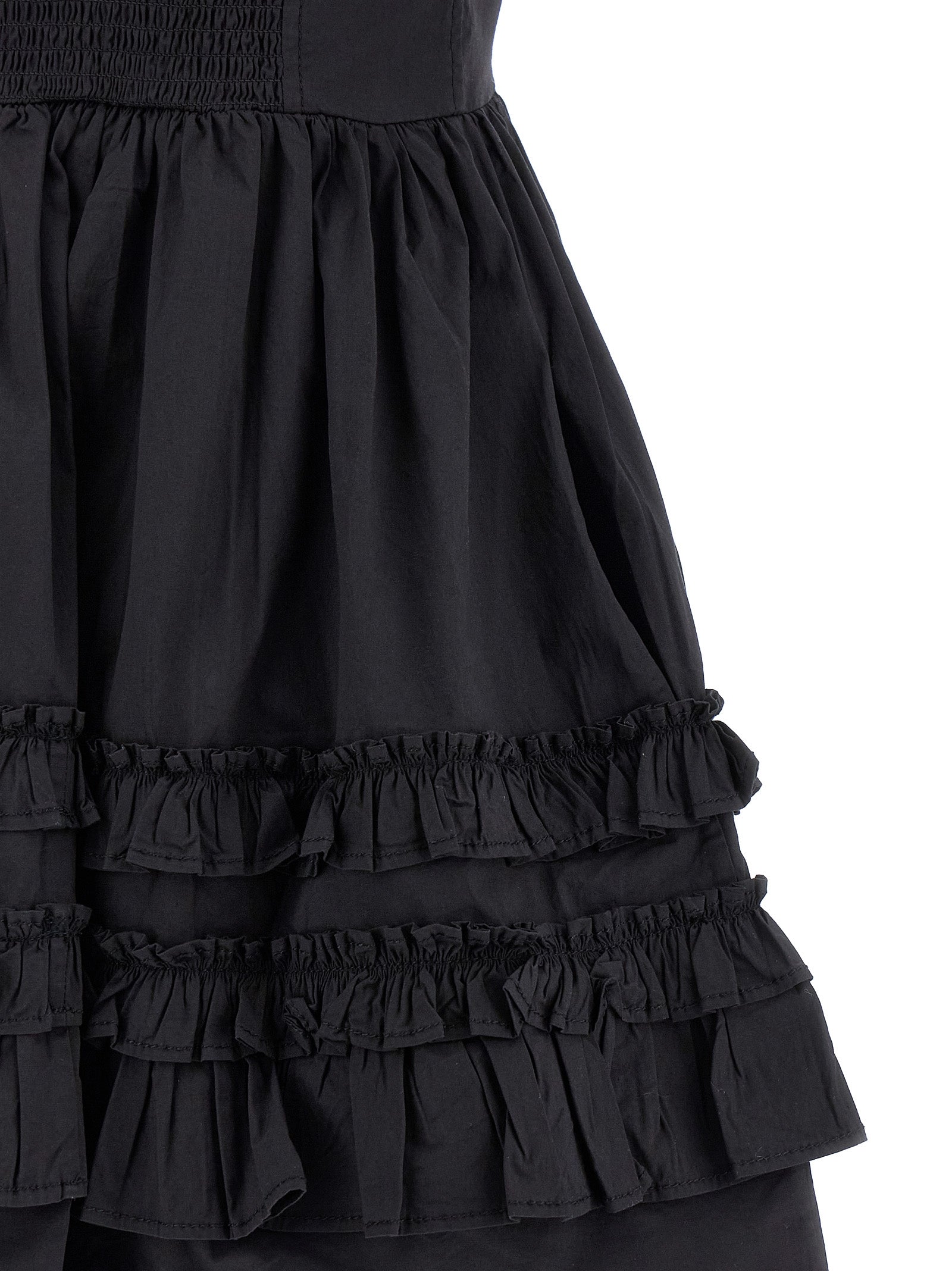 Ganni Black Cotton Short Dress
