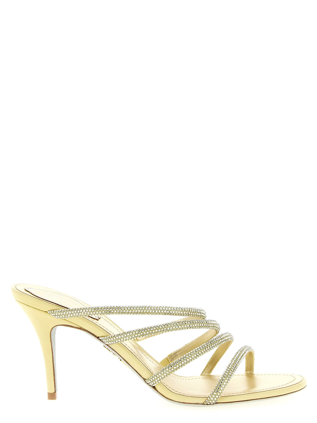 RENE CAOVILLA Gold Viscose Stiletto Heel Sandals