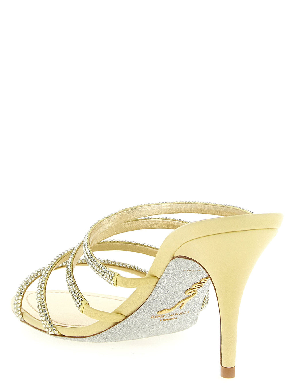 RENE CAOVILLA Gold Viscose Stiletto Heel Sandals