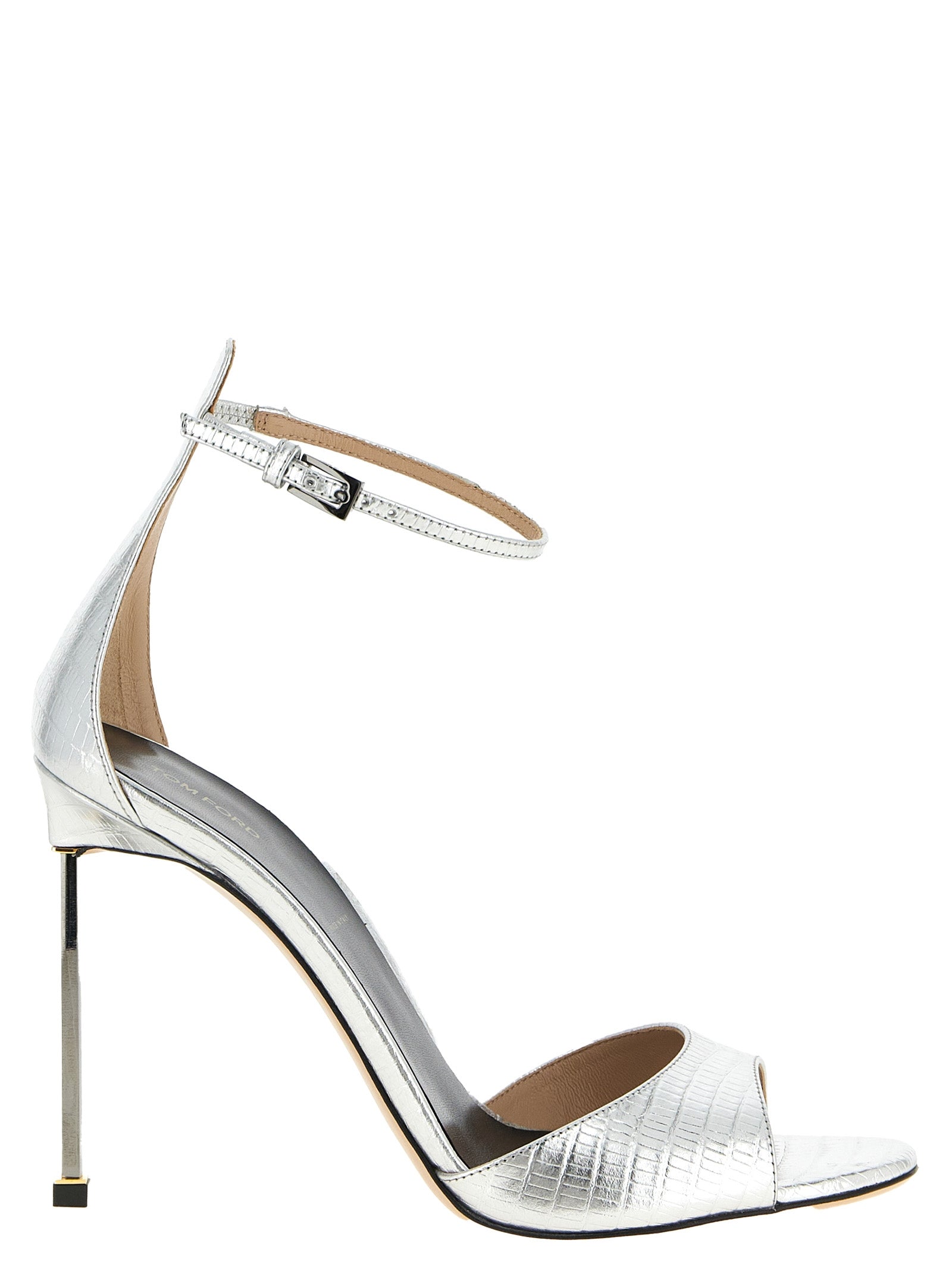 Tom Ford Silver Leather Stiletto Heel Sandals