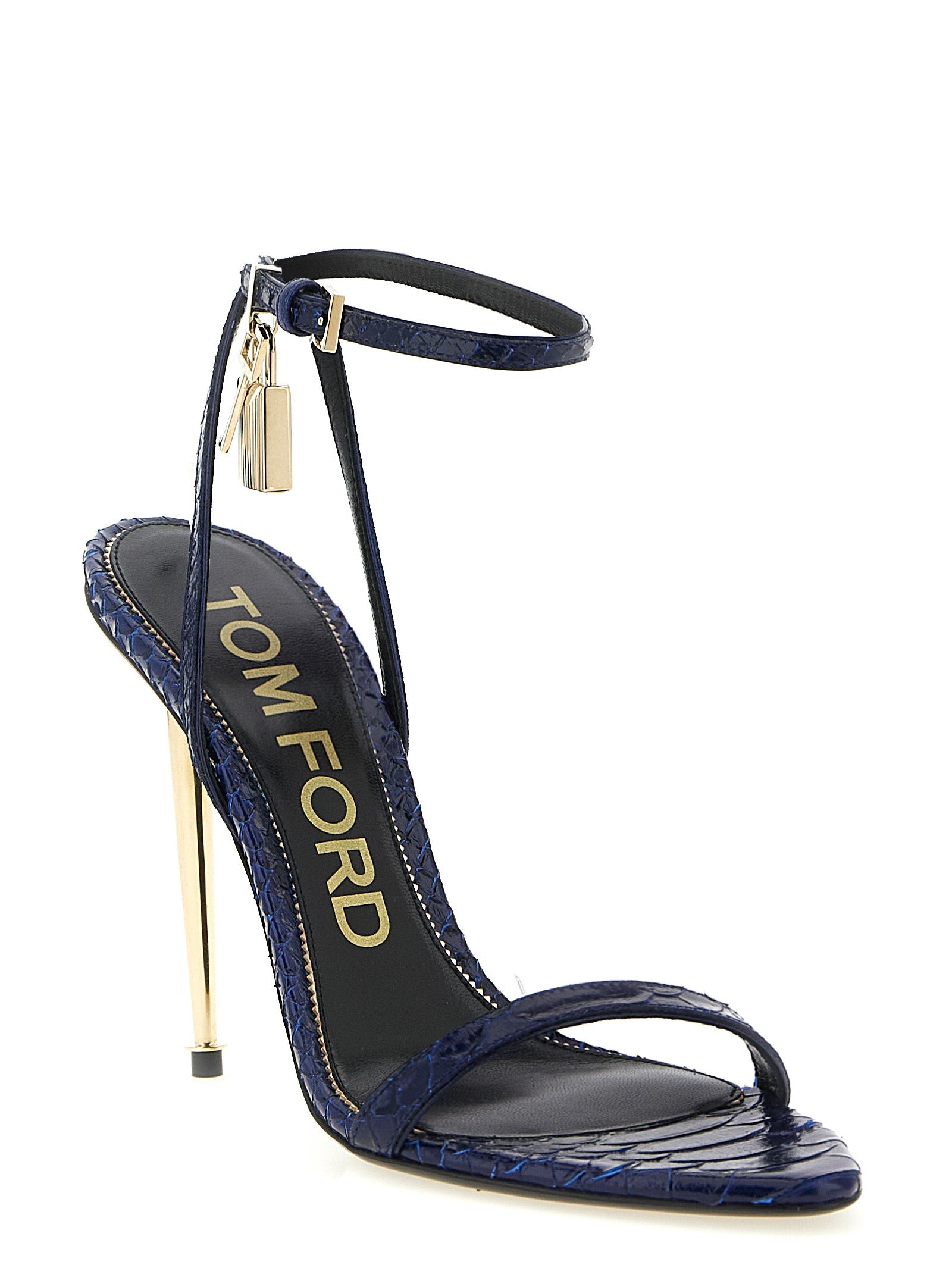 Tom Ford Blue Calfskin Stiletto Heel Sandals