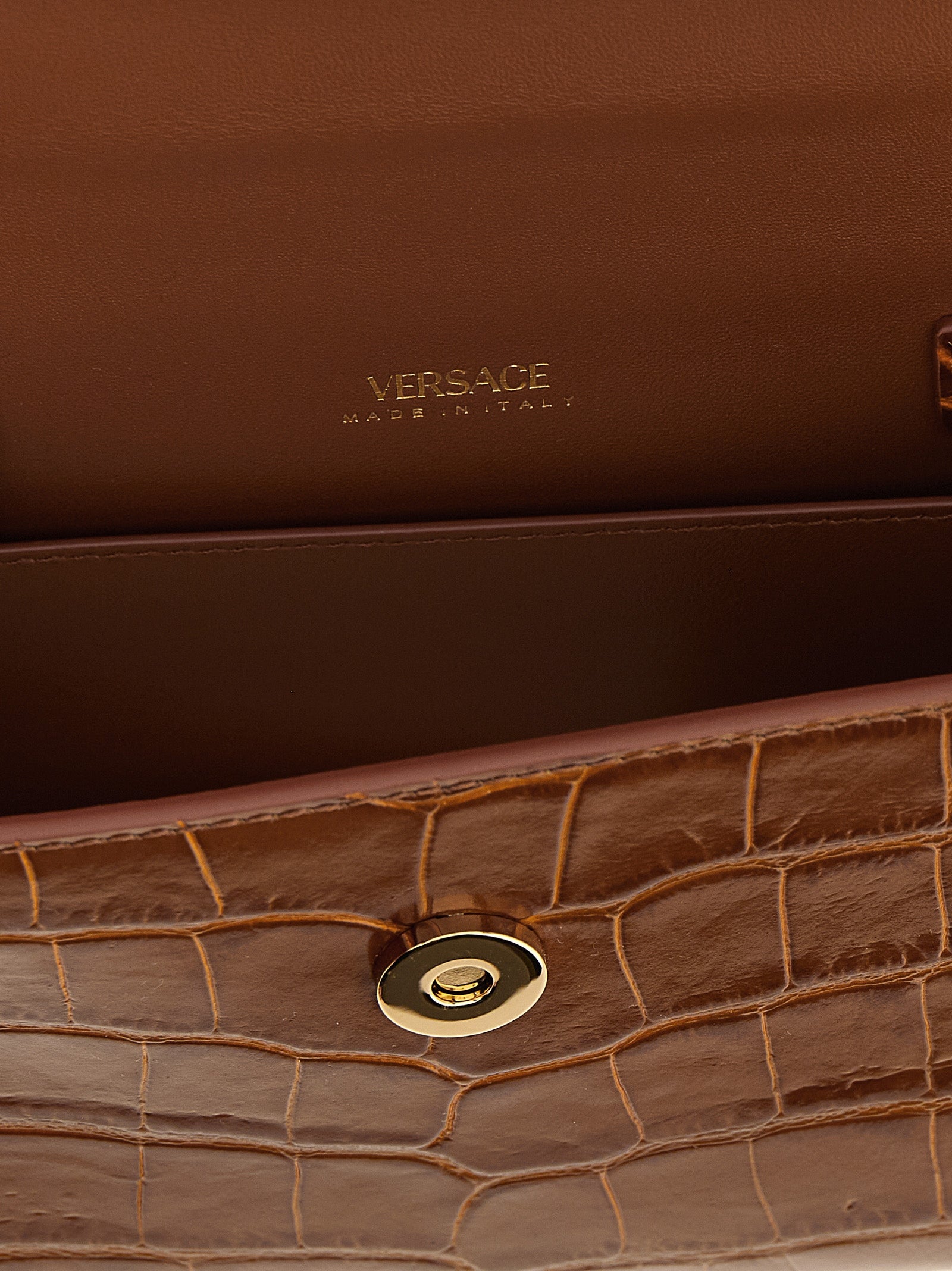 Versace Brown Calfskin Handbag
