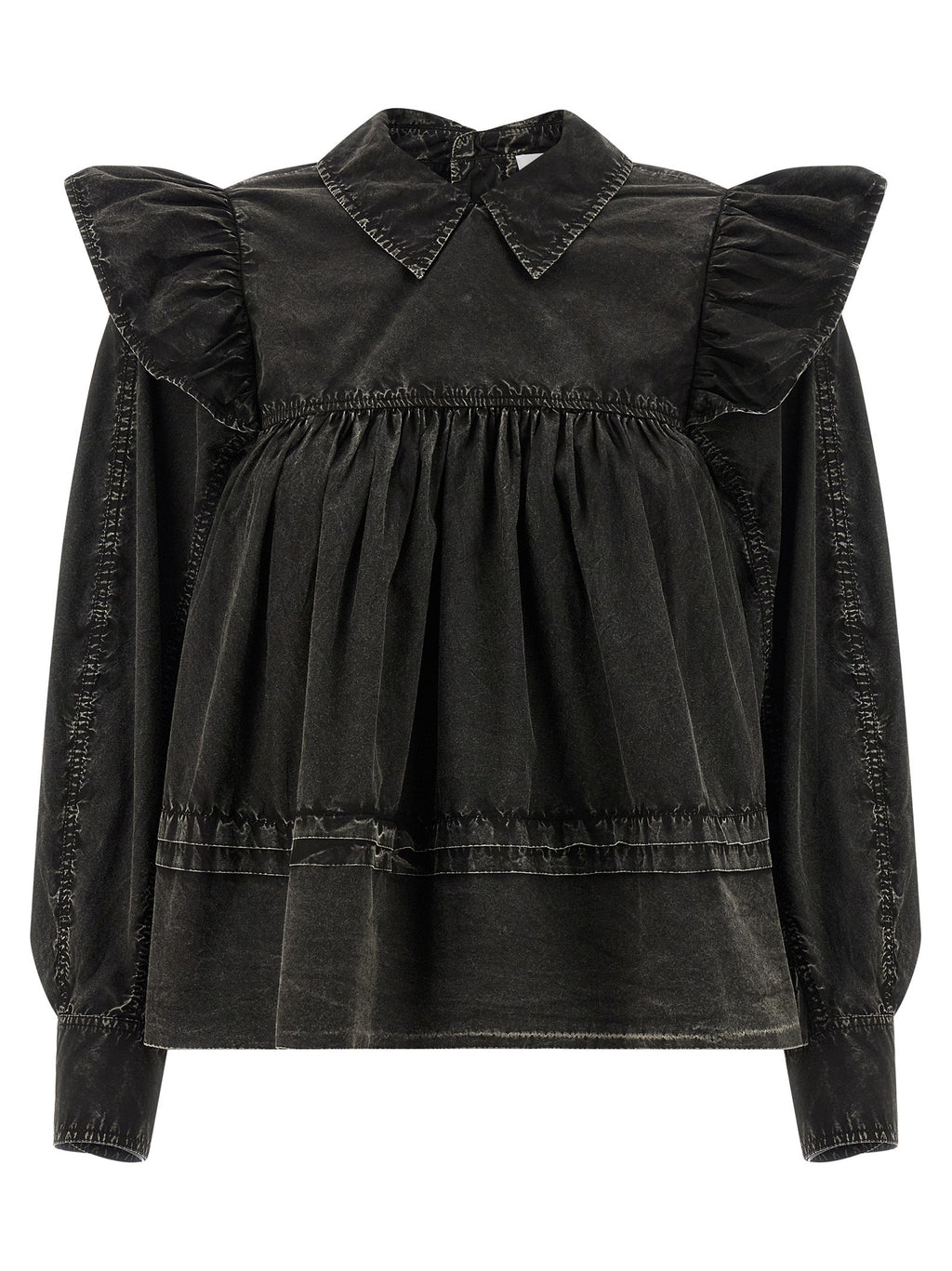 Ganni Black Organic Cotton Blouse