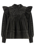 Ganni Black Organic Cotton Blouse