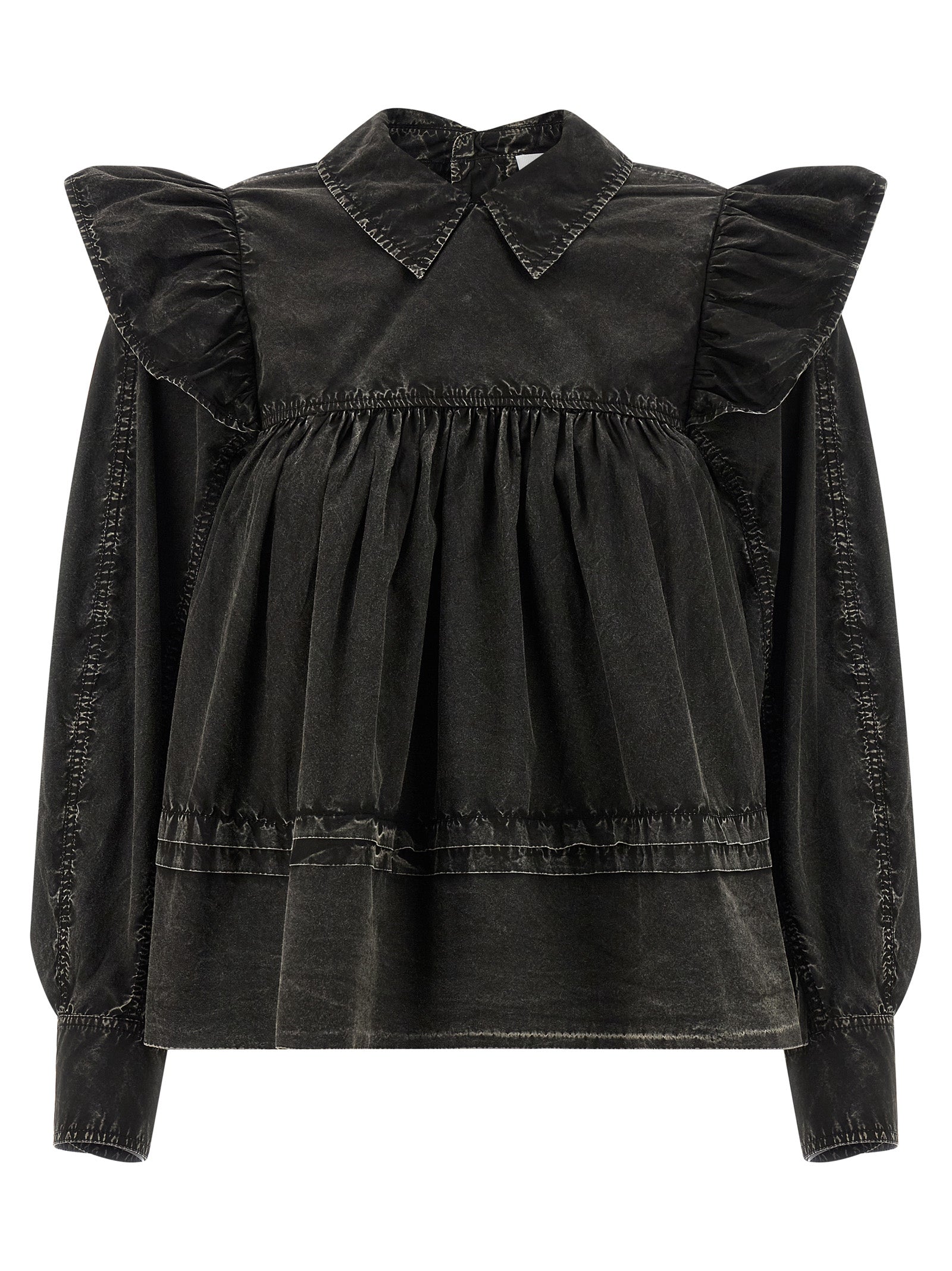 Ganni Black Organic Cotton Blouse