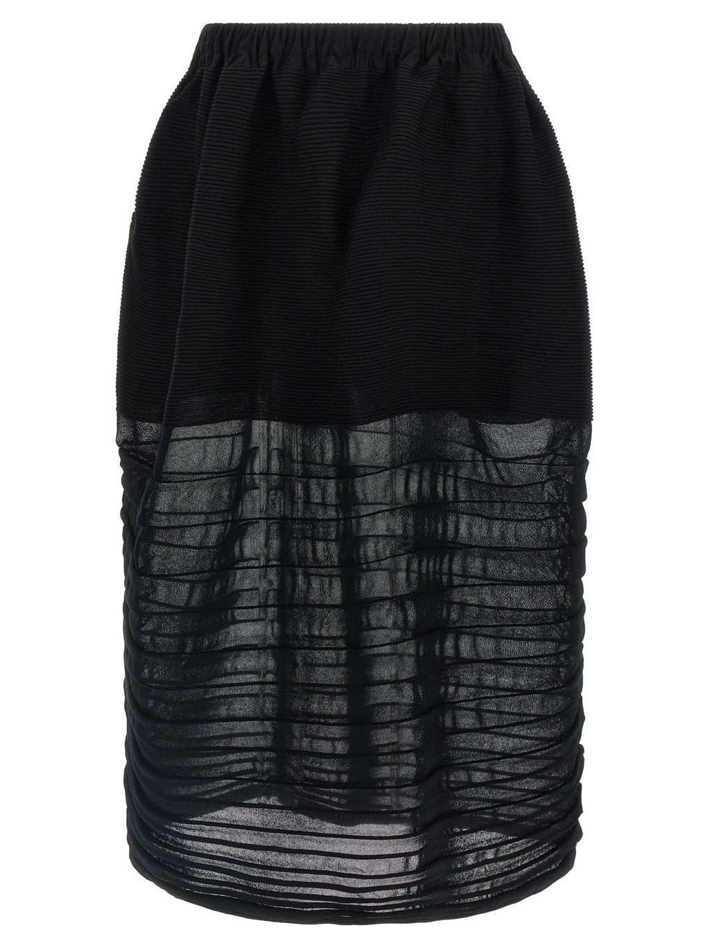 Issey Miyake Black Polyester Midi Skirt