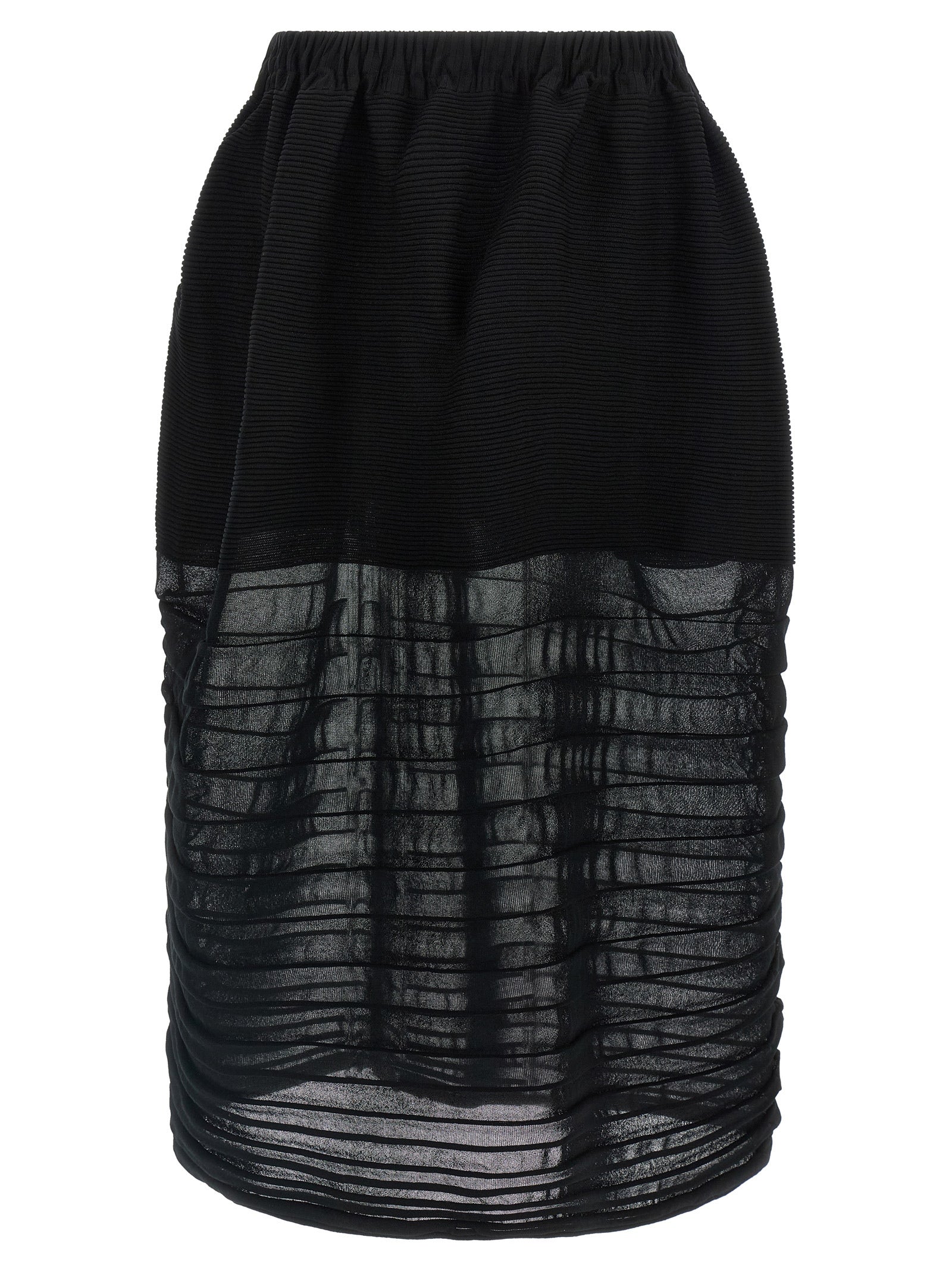 Issey Miyake Black Polyester Midi Skirt