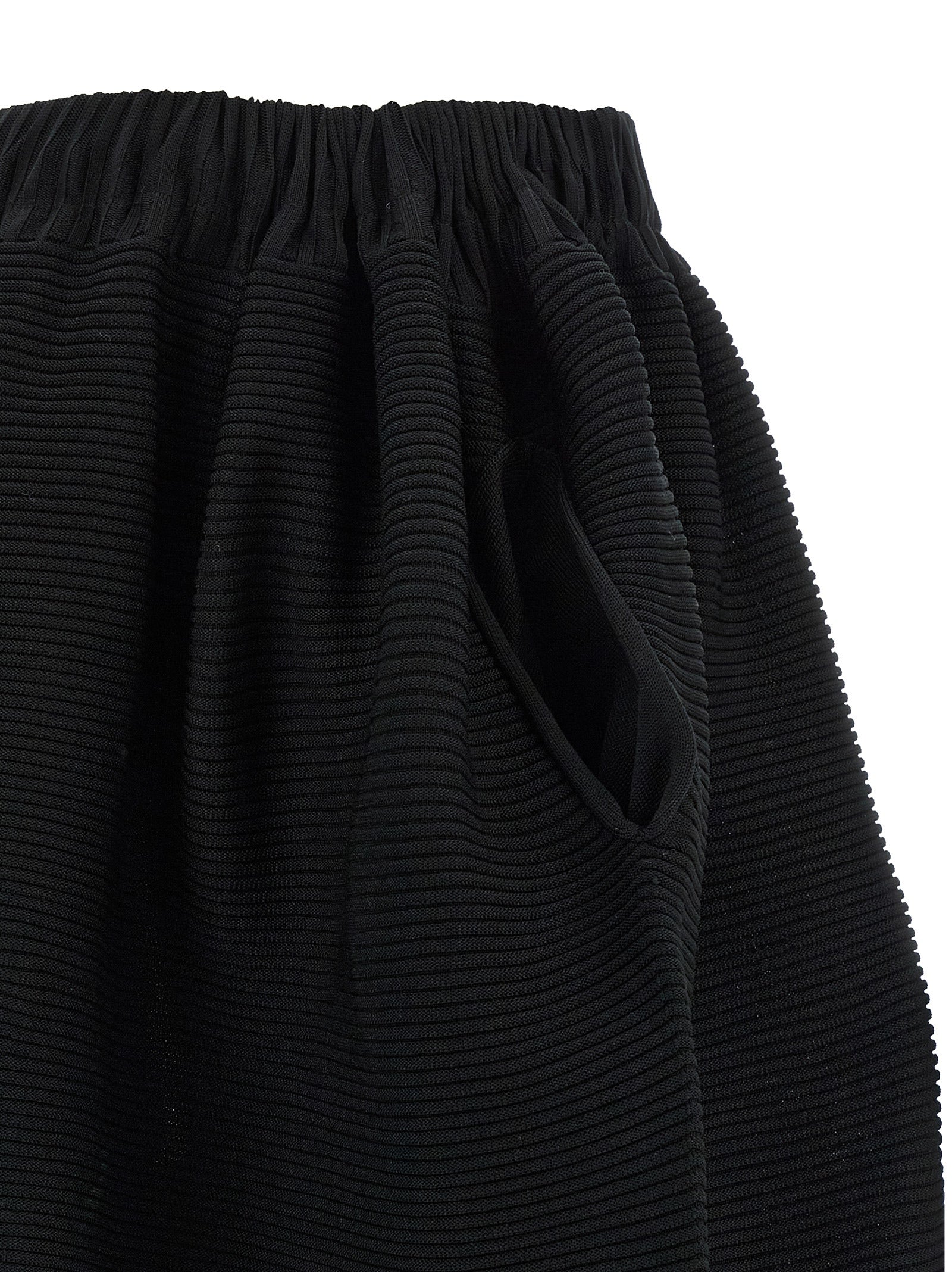 Issey Miyake Black Polyester Midi Skirt