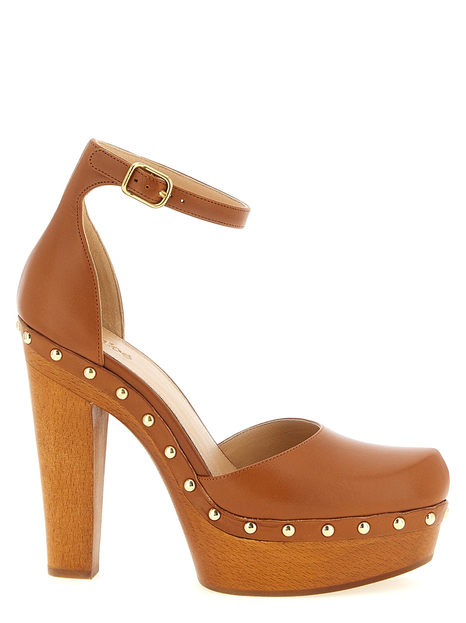 Chloé Brown Lamb Leather High Heel Pumps