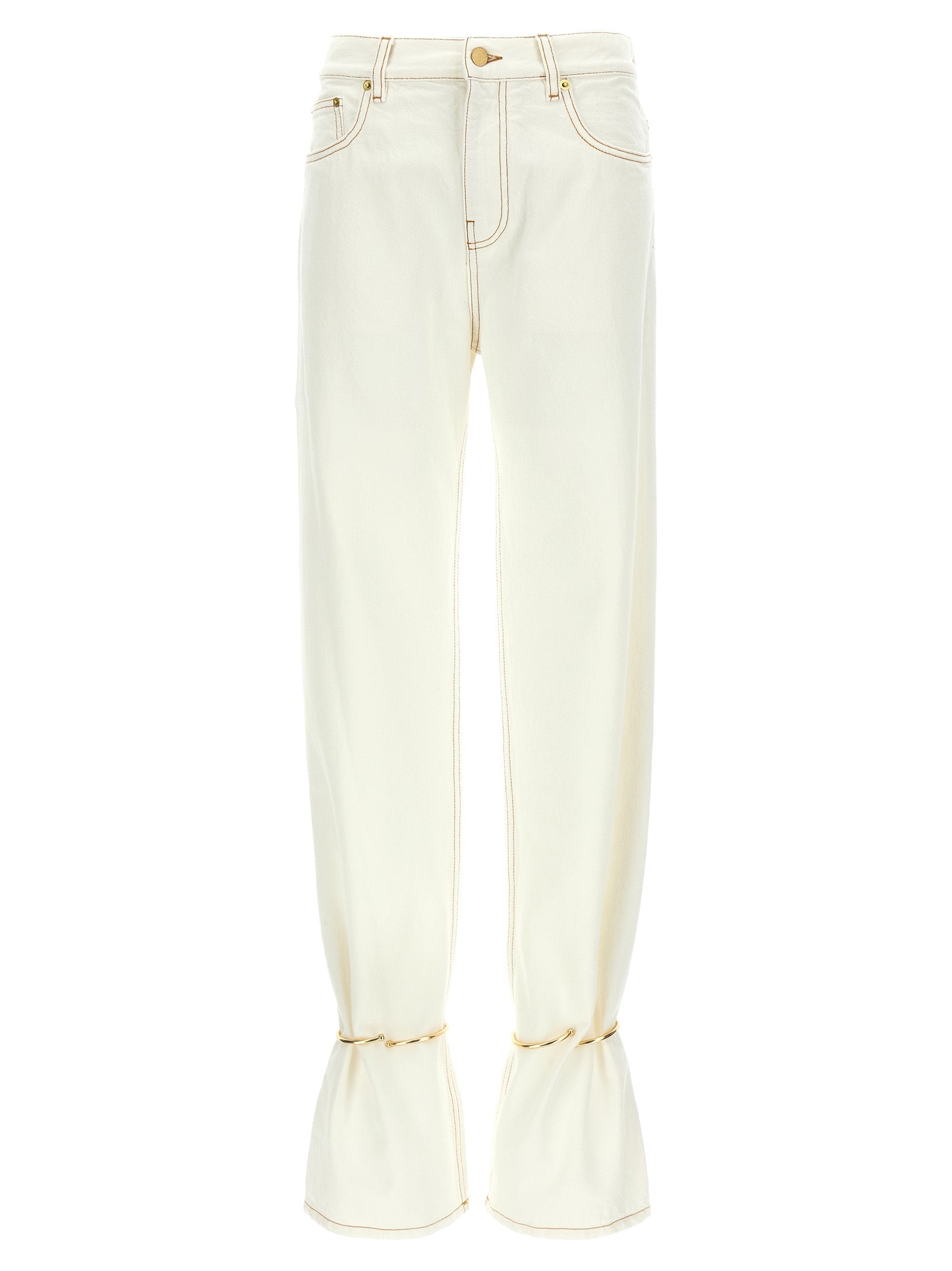 Darkpark White Cotton Straight-Leg Jeans
